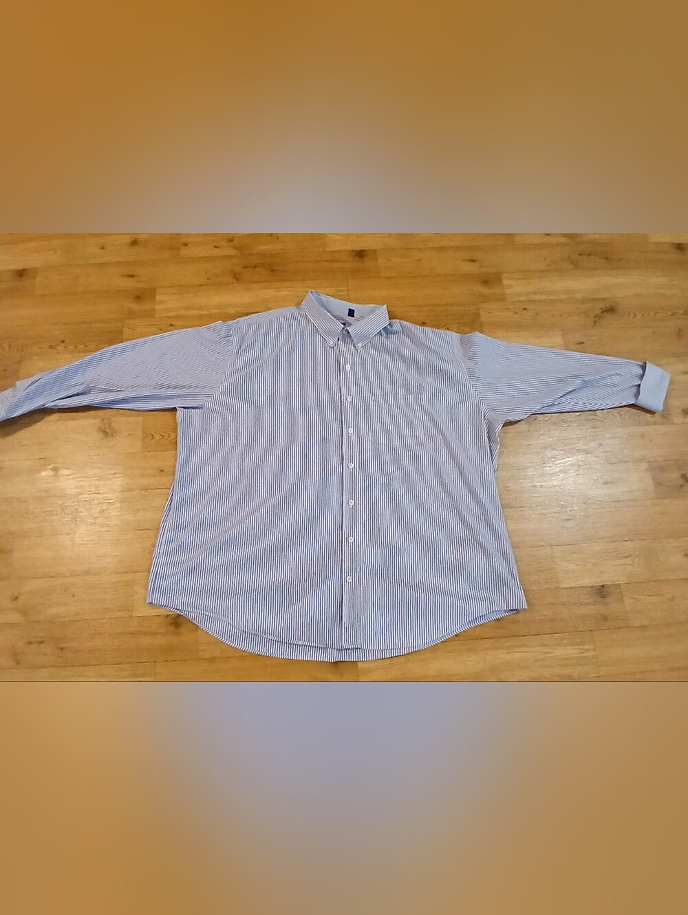 Izod Slim Fit Blue and White Striped Dress Shirt - Picture 2 of 5